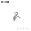 IMPLANT GRADE TITANIUM MULTI CZ DIAMOND KITE SHAPE DANGLE THREADLESS (PUSH IN) TOP PART ONLY